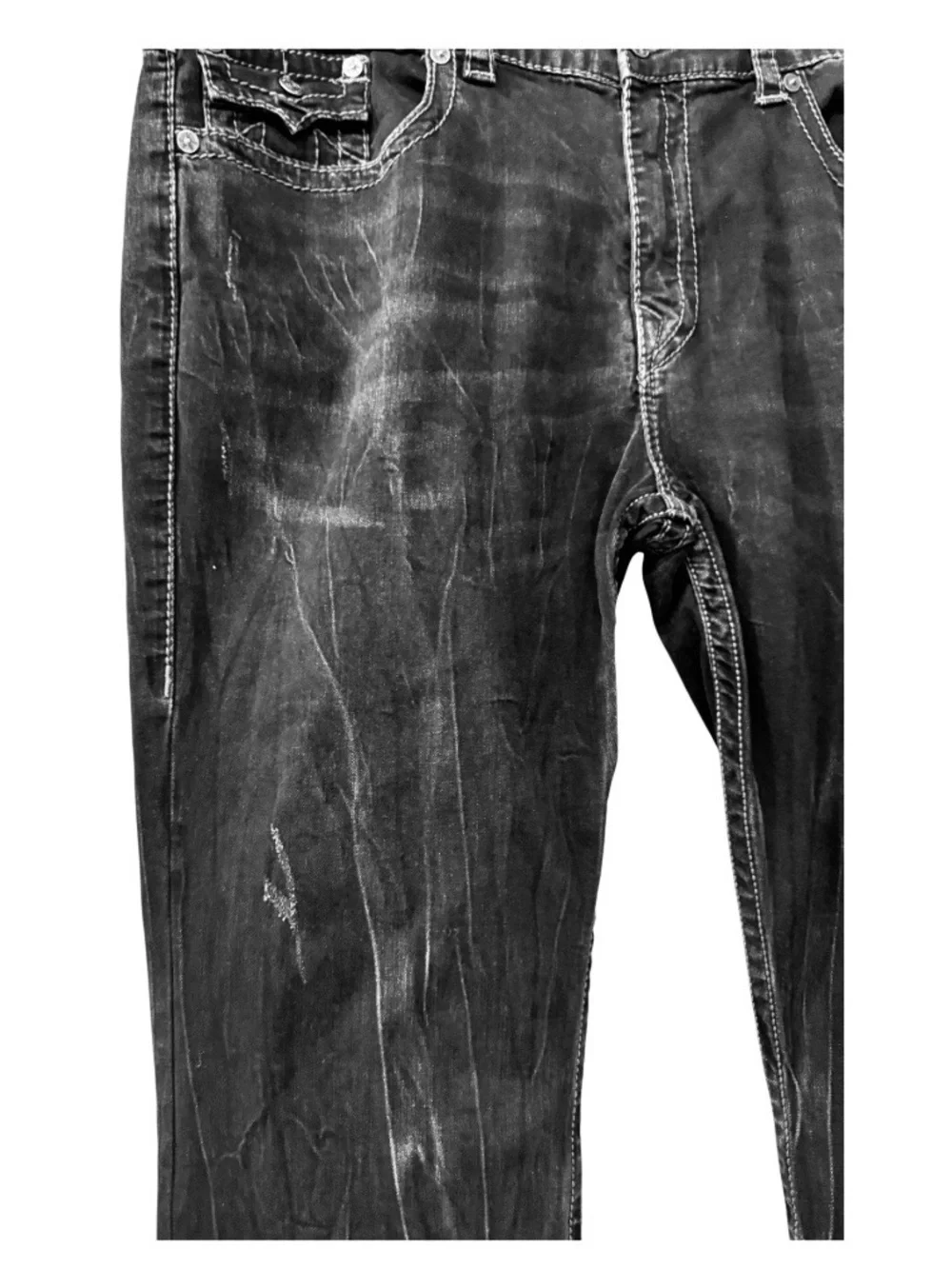 True Religion Ricky Super men’s T-straight leg relaxed fit black dark wash jeans